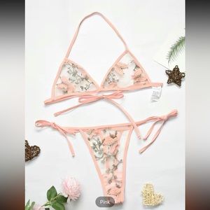 🔥Host Pick🔥Stunning Floral Embroidered Mesh Lingerie Set NWT